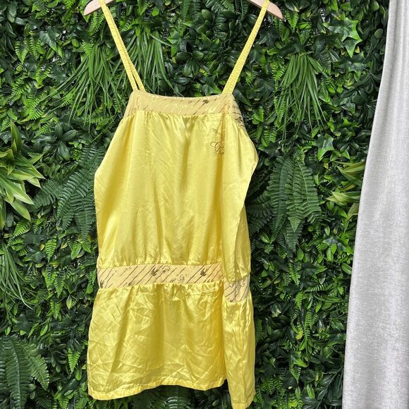 VTG G-UNIT Women Tops XL Yellow Graphic Embroidered Spaghetti Strap Blouse 1676 - Picture 9 of 10